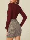 Leopard Patchwork Long Sleeve O-neck Print Dress For Women