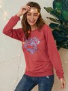 Fish Letter Print O-neck Long Sleeve Casual Sweatshirt For Women