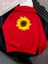 Casual Daisy Floral Printed Long Sleeve Hoodie With Pocket