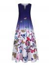 Butterfly Printed Ombre Patchwork V-neck Maxi Dress