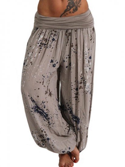 Loose Print Elastic Waist Casual Pants For Women - Click Image to Close