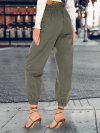 Solid Color Drawstring High Waist Elastic Casual Pants With Pockets