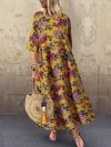 Vintage Floral Printed O-neck Half Sleeve Midi Dress