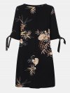 Floral Printed Half Sleeve O-neck Botanical Mini A-Line Dress