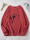 Flower Printed Long Sleeve O-neck Sweatshirt For Women