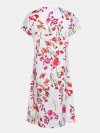 Floral Printed V-neck Short Sleeve Midi Dress