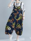 Ethnic Flower Leaves Print Straps Vintage Jumpsuit For Women