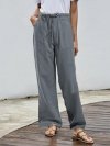 Solid Color Elastic Waist Drawstring Casual Pants