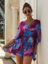 Bohemia Tie-Dye Floral Print Half Sleeves V-neck Casual Jumpsuit For Women