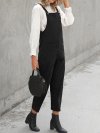 Corduroy Solid Color Pocket Casual Jumpsuit For Women