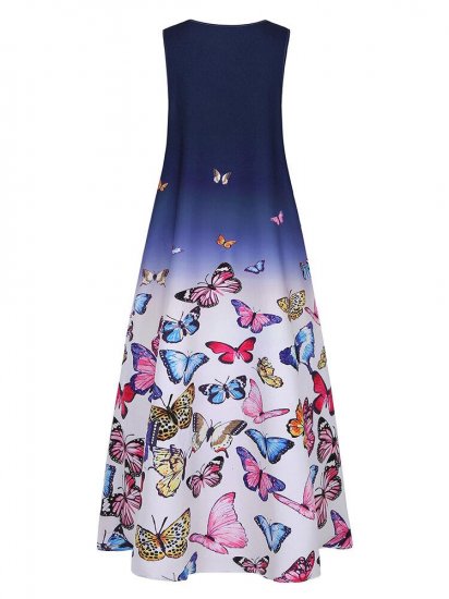 Butterfly Printed Ombre Patchwork V-neck Maxi Dress - Click Image to Close