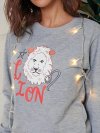 Cartoon Animal Print O-neck Long Sleeve Casual Sweatshirt For Women