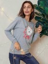 Cartoon Animal Print O-neck Long Sleeve Casual Sweatshirt For Women