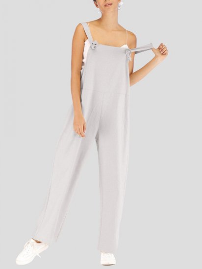 Solid Color Straps Loose Casual Jumpsuit - Click Image to Close