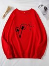 Flower Printed Long Sleeve O-neck Sweatshirt For Women