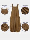 Women Corduroy Solid Color Casual Jumpsuit With Pockets