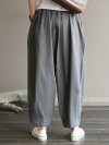 Pleated Solid Color Loose High Waist Casual Pants For Women