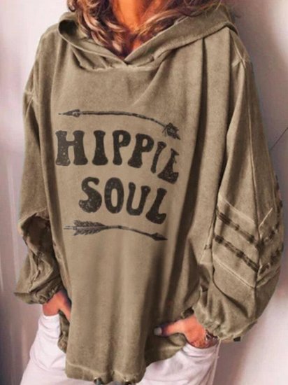 Casual Letter Print Long Sleeve Drawstring Corduroy Hoodie - Click Image to Close