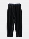 Solid Color Elastic Waist Patchwork Corduroy Harem Pants