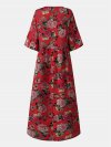 Vintage Floral Printed O-neck Half Sleeve Midi Dress