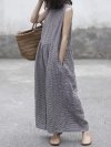 Plaid Wide Leg Sleeveless Baggy Black Overalls Jumpsuit