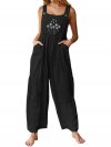 Straps Flower Print Wide Leg Casual Jumpsuit For Women