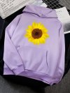 Casual Daisy Floral Printed Long Sleeve Hoodie With Pocket