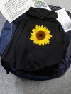 Casual Daisy Floral Printed Long Sleeve Hoodie With Pocket