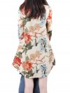 Vintage Floral Printed V Neck Asymmetry Hem Long Sleeve Loose Women Dress