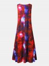 Starry Sky Printed V-neck Sleeveless Maxi Dress With Pocket