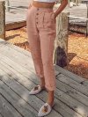 Casual Solid Color Button Pants With Pocket