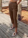 Casual Solid Color Button Pants With Pocket