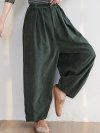 Vintage Corduroy Loose Elastic Waist Solid Pants For Women