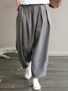 Pleated Solid Color Loose High Waist Casual Pants For Women