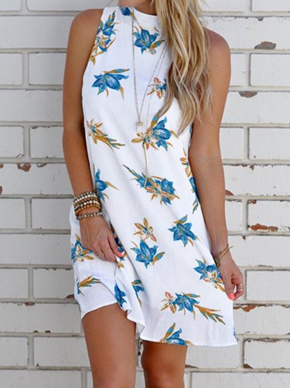 Floral Print Sleeveless Backless Casual Dress For Women - Click Image to Close