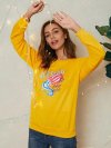 Letter Print O-neck Long Sleeve Loose Casual Sweatshirt For Women