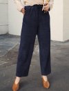 Solid Color Elastic Waist Corduroy Casual Pants For Women