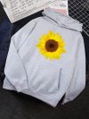 Casual Daisy Floral Printed Long Sleeve Hoodie With Pocket