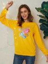 Letter Print O-neck Long Sleeve Loose Casual Sweatshirt For Women