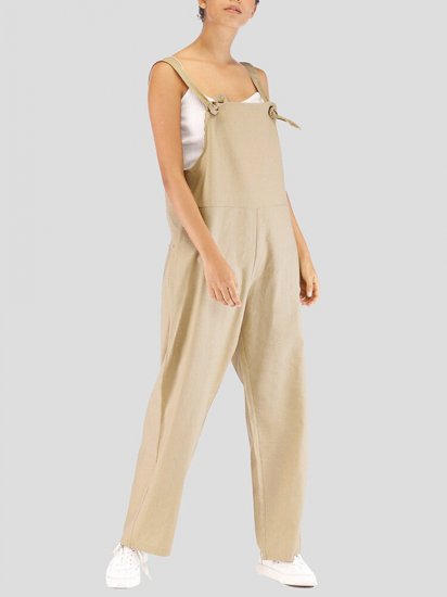 Solid Color Straps Loose Casual Jumpsuit - Click Image to Close