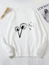 Flower Printed Long Sleeve O-neck Sweatshirt For Women