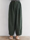 Vintage Corduroy Loose Elastic Waist Solid Pants For Women