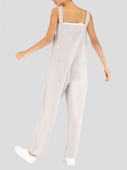 Solid Color Straps Loose Casual Jumpsuit - Click Image to Close