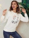 Cartoon Animal Print O-neck Long Sleeve Casual Sweatshirt For Women