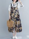 Ethnic Flower Leaves Print Straps Vintage Jumpsuit For Women