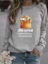 Cartoon Cat Printed Casual Long Sleeve T-Shirt For Women