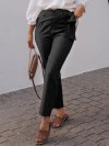 Solid Color Elastic Waist Lace-up Casual Pants With Pocket