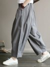 Pleated Solid Color Loose High Waist Casual Pants For Women