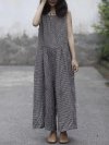 Plaid Wide Leg Sleeveless Baggy Black Overalls Jumpsuit