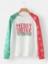 Merry Christmas Print Long Sleeves O-neck Casual Sweatshirt For Women